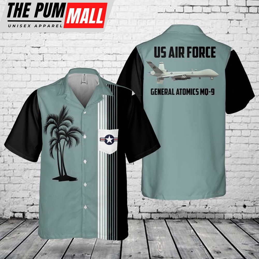 Air Force Hawaiian Shirt, US Air Force General Atomics MQ-9 Reaper Pocket Hawaiian Shirt, Veteran Hawaiian Shirt