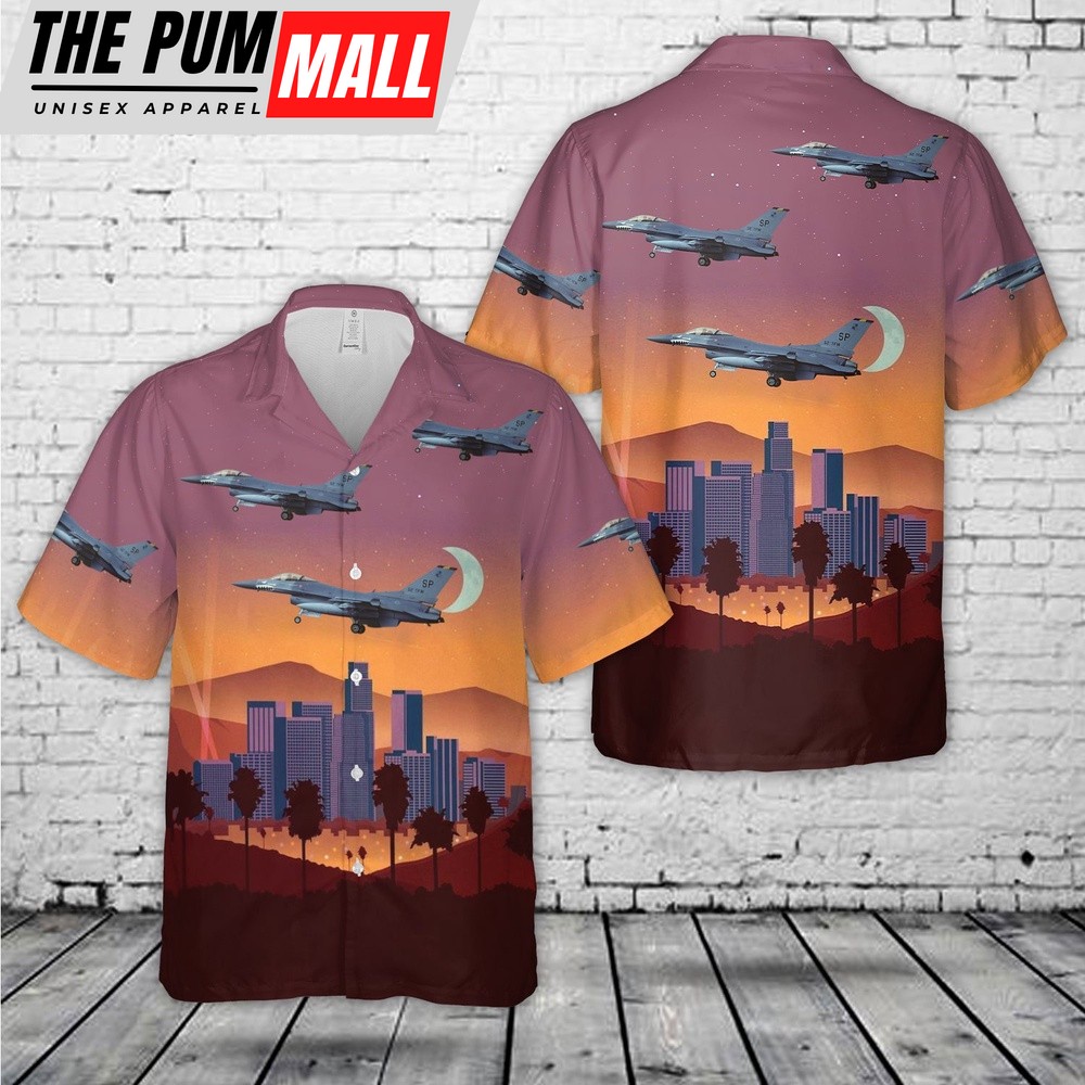 Air Force Hawaiian Shirt, US Air Force General Dynamics F-16C Fighting Falcon (401) Hawaiian Shirt, Veteran Hawaiian Shirt