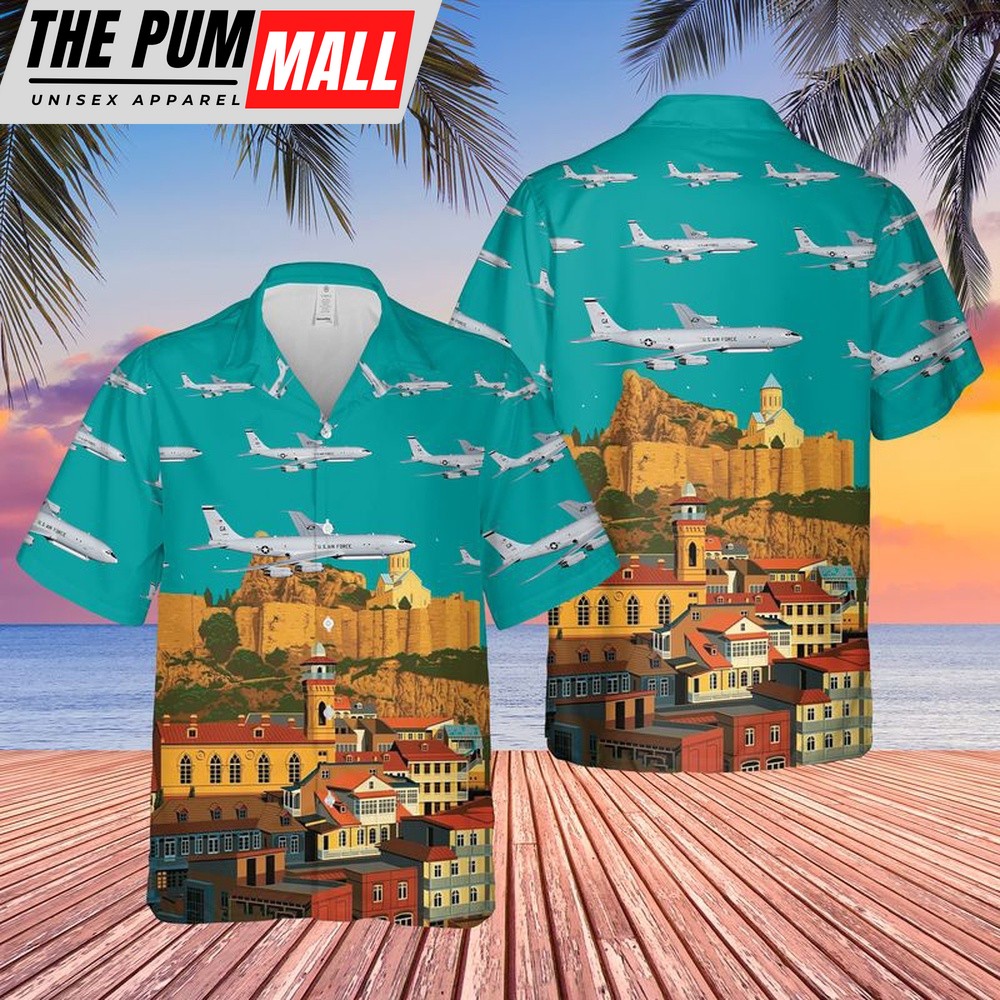 Air Force Hawaiian Shirt, US Air Force Georgia Air National Guard 116th Air Control Wing E-8C Joint STARS Hawaiian Shirt, Veteran Hawaiian Shirt