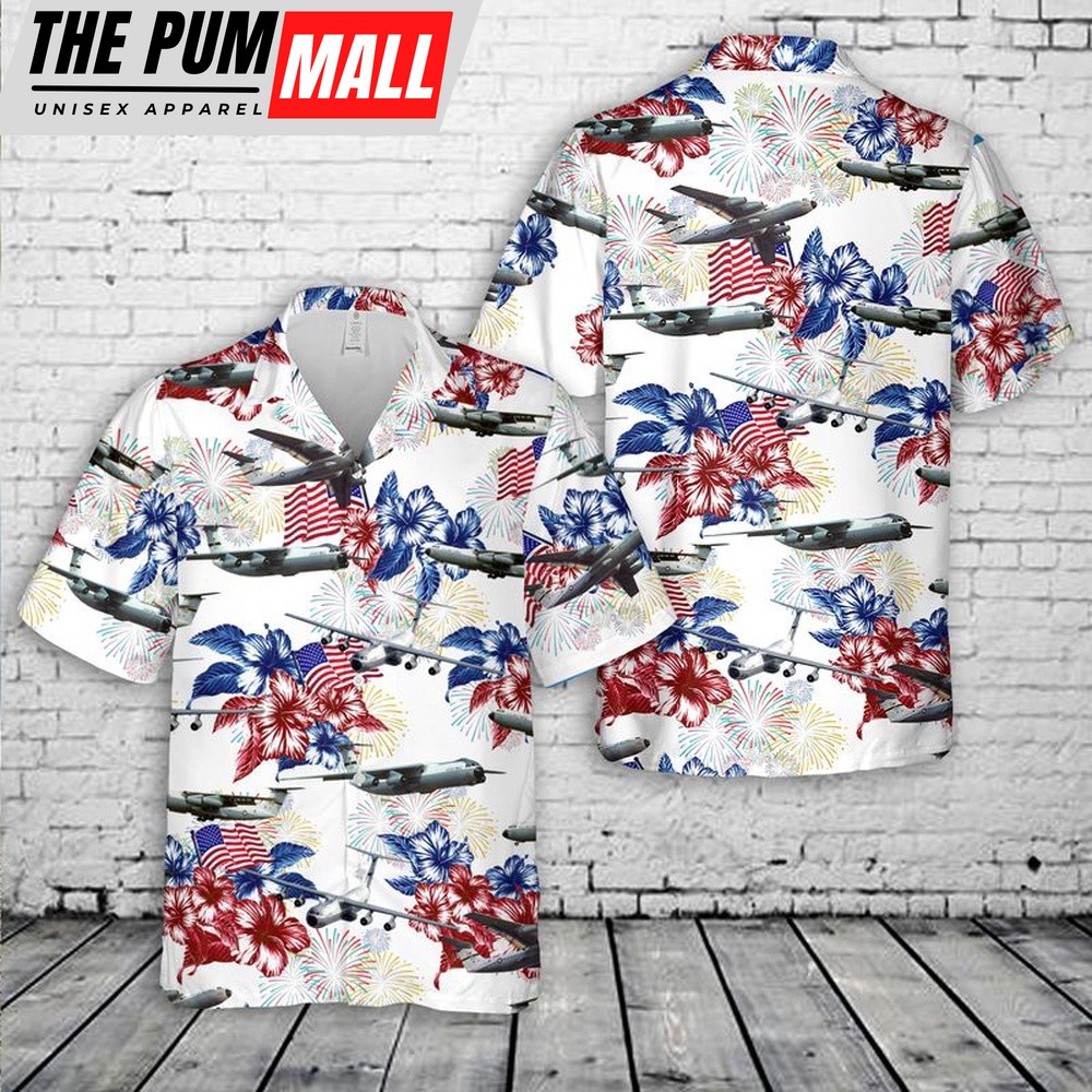 Air Force Hawaiian Shirt, US Air Force Hanoi Taxi Lockheed C-141 Starlifter Flag Hawaiian Shirt, Veteran Hawaiian Shirt