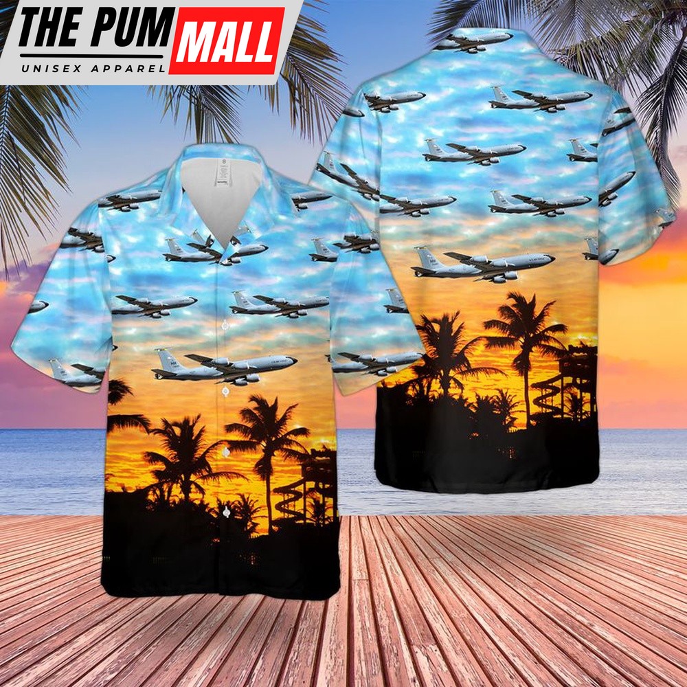 Air Force Hawaiian Shirt, US Air Force Hawaii Air National Guard 203d Air Refueling Squadron Boeing KC-135R-BN Stratotanker 61-0290 Hawaiian Shirt