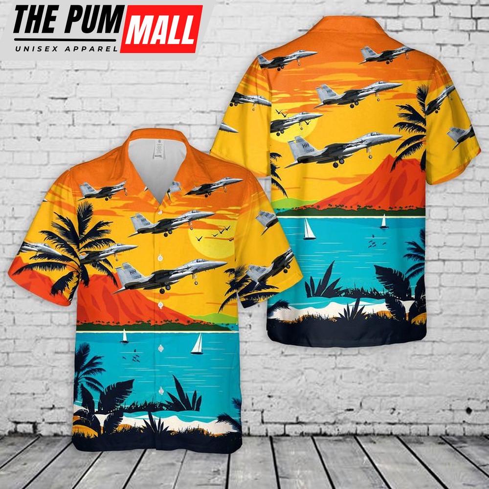 Air Force Hawaiian Shirt, US Air Force Hawaii Air National Guard F-15 Eagle Hawaiian Shirt, Veteran Hawaiian Shirt