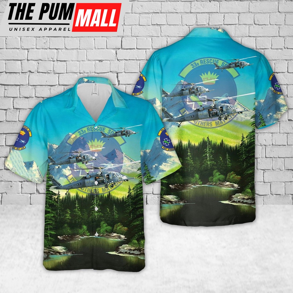 Air Force Hawaiian Shirt, US Air Force HH-60 Pave Hawk Of 33rd Rescue Squadron Hawaiian Shirt, Veteran Hawaiian Shirt