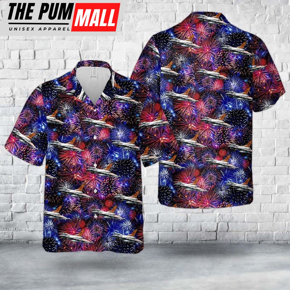 Air Force Hawaiian Shirt, US Air Force Indiana Air National Guard 122nd Fighter Wing F-16C block 25 Happy New Year Hawaiian Shirt