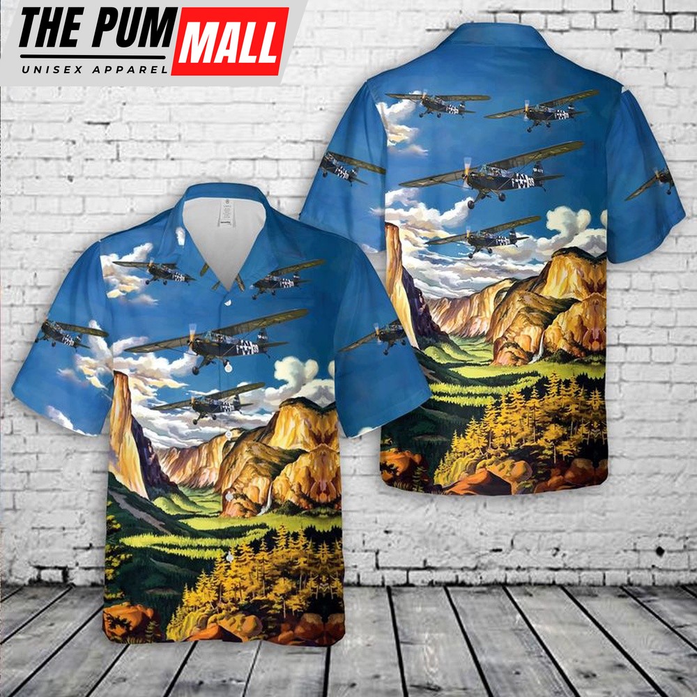 Air Force Hawaiian Shirt, US Air Force J-3 CubL-4 Grasshopper Hawaiian Shirt, Veteran Hawaiian Shirt