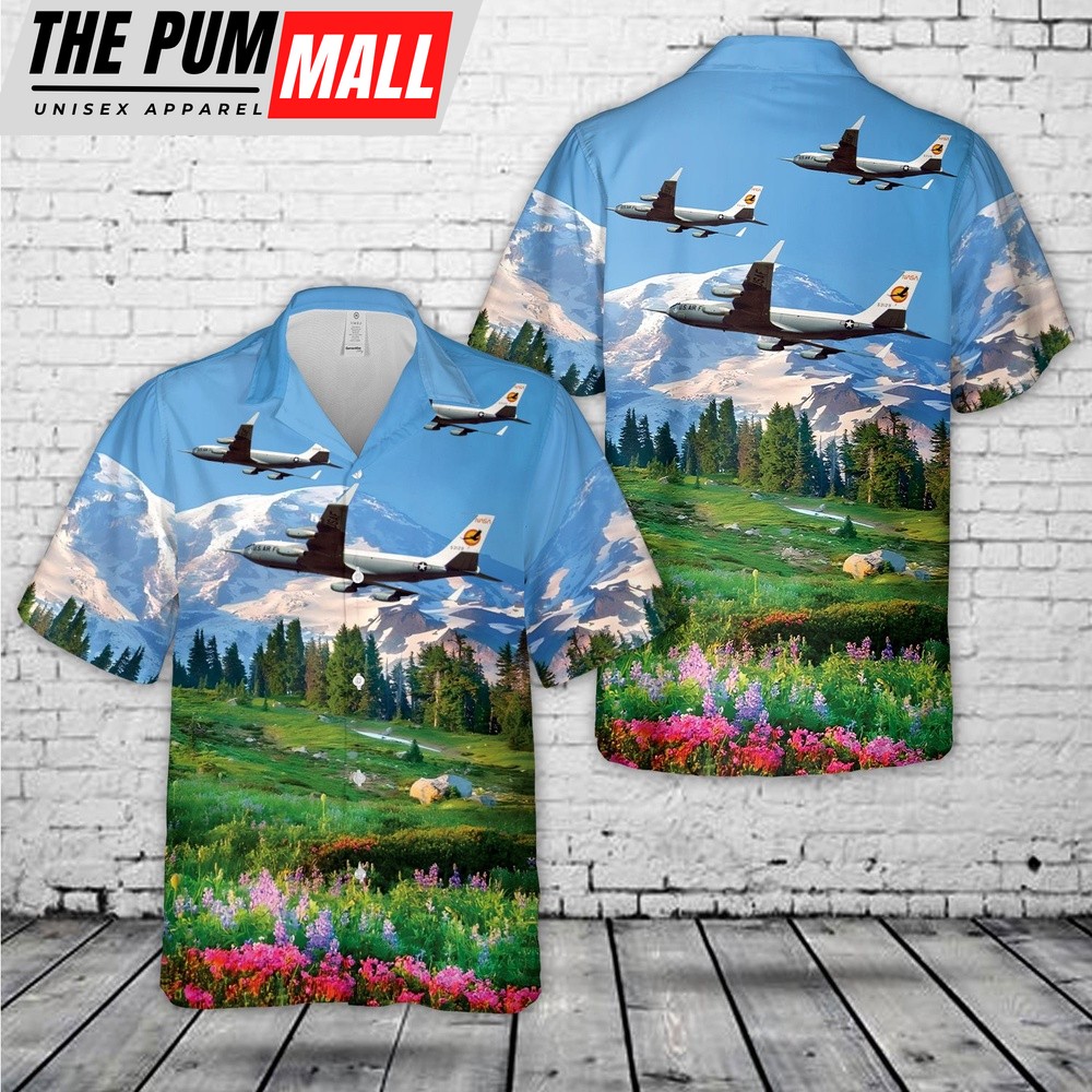Air Force Hawaiian Shirt, US Air Force KC-135A in flight with Winglets for NASA Hawaiian Shirt, Veteran Hawaiian Shirt