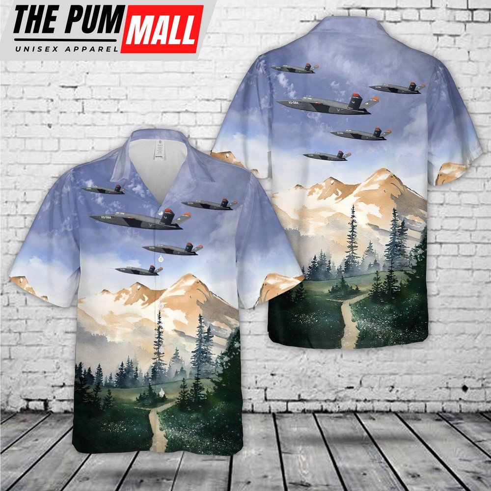 Air Force Hawaiian Shirt, US Air Force Kratos XQ-58 Valkyrie Hawaiian Shirt, Veteran Hawaiian Shirt