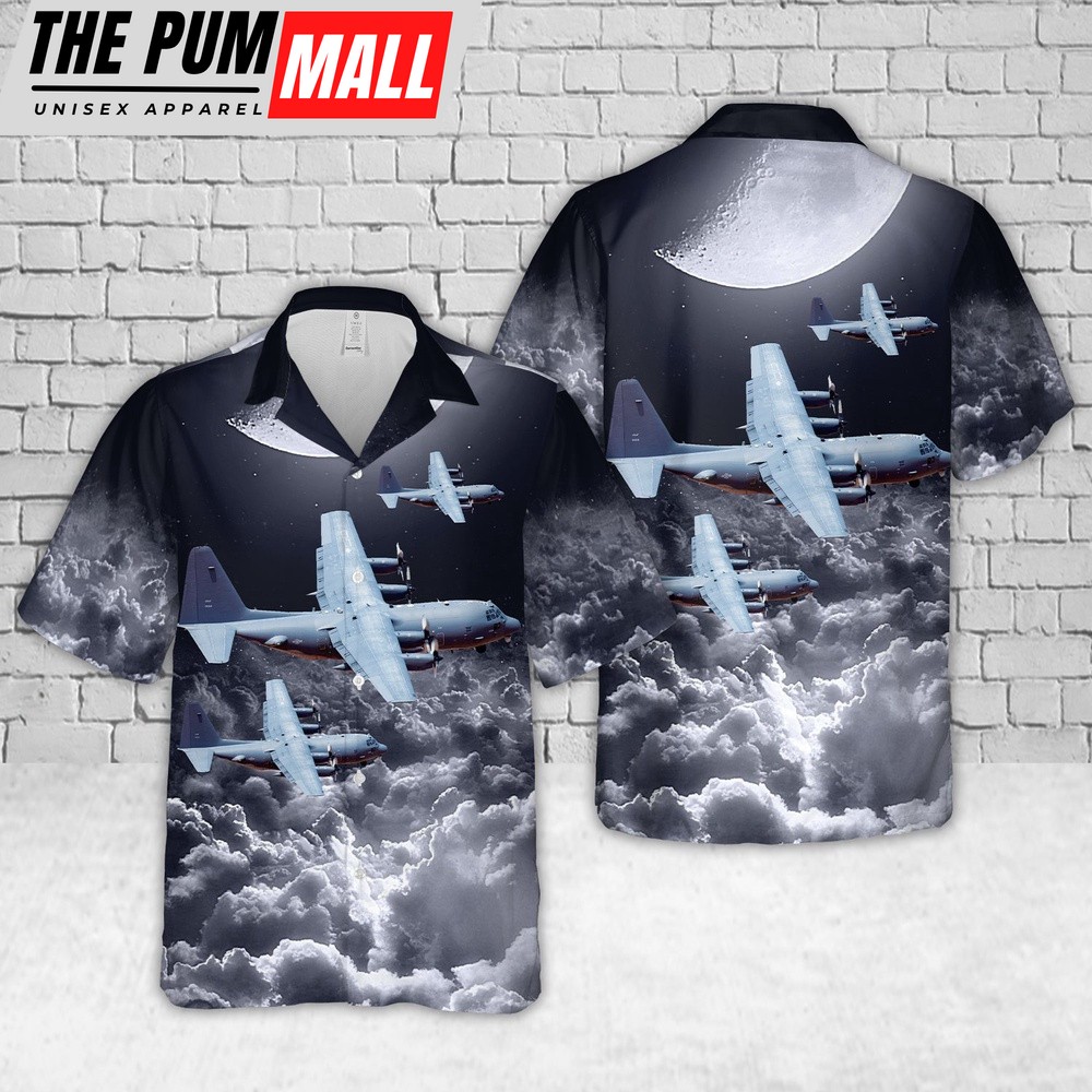 Air Force Hawaiian Shirt, US Air Force Lockheed AC-130W Hercules (L-382) Hawaiian Shirt, Veteran Hawaiian Shirt