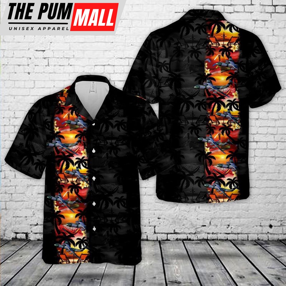 Air Force Hawaiian Shirt, US Air Force Lockheed C-141 Starlifter Paradise Night Hawaiian Shirt, Veteran Hawaiian Shirt