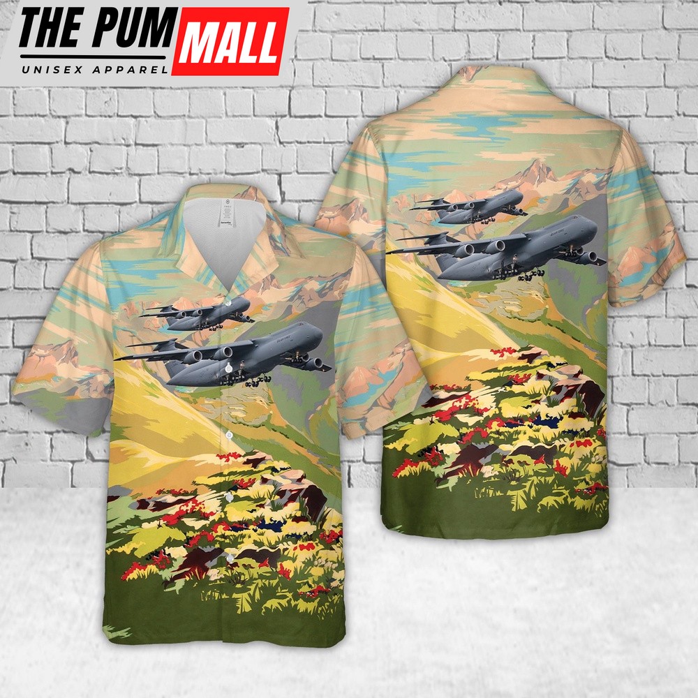 Air Force Hawaiian Shirt, US Air Force Lockheed C5 Super Galaxy Travis AFB Hawaiian Shirt, Veteran Hawaiian Shirt