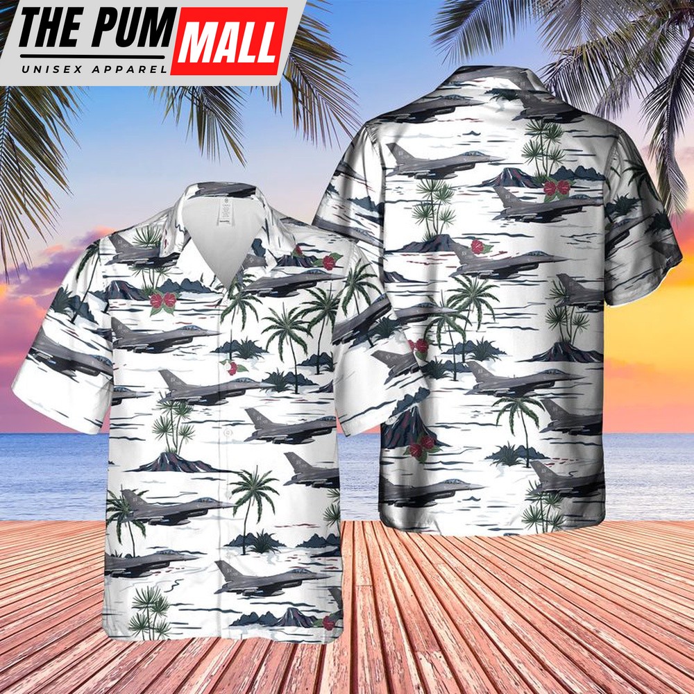 Air Force Hawaiian Shirt, US Air Force Lockheed F-16CM Fighting Falcon Hawaiian Shirt, Veteran Hawaiian Shirt