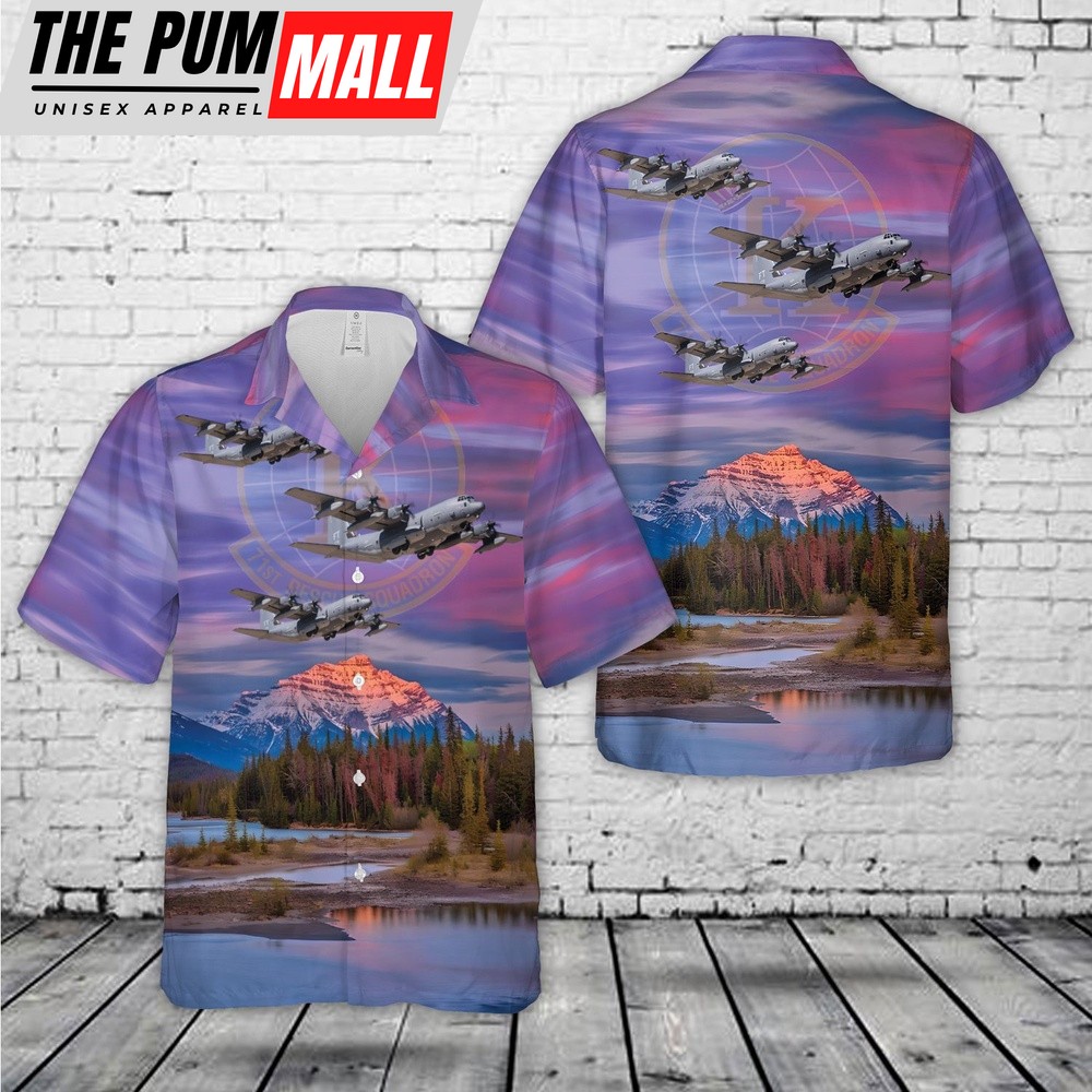 Air Force Hawaiian Shirt, US Air Force Lockheed HC-130J Combat King II 71st Rescue Squadron Hawaiian Shirt, Veteran Hawaiian Shirt