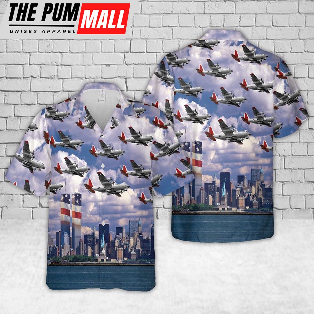 Air Force Hawaiian Shirt, US Air Force Lockheed LC-130 New York Air National Guard Hawaiian Shirt, Veteran Hawaiian Shirt