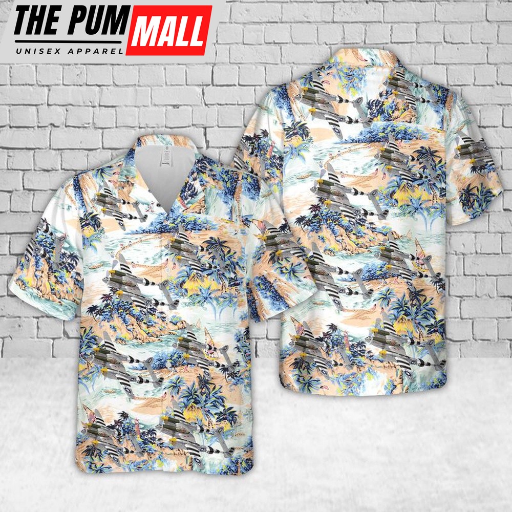 Air Force Hawaiian Shirt, US Air Force Lockheed P-38J Lightning ‘Happy Jacks Go Buggy’ Of 79th Fighter Squadron Hawaiian Shirt
