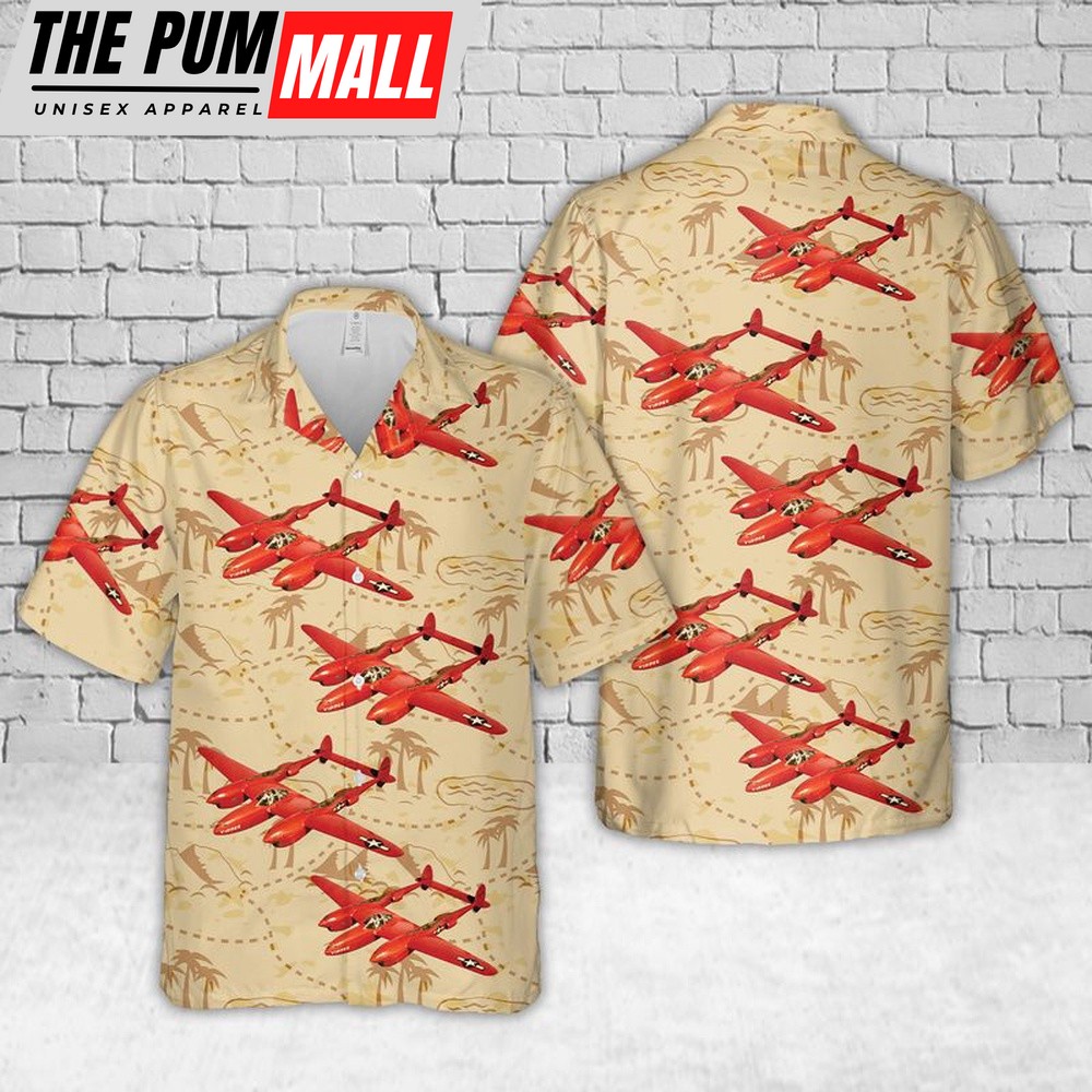 Air Force Hawaiian Shirt, US Air Force Lockheed P-38J Lightning Yippee Hawaiian Shirt, Veteran Hawaiian Shirt