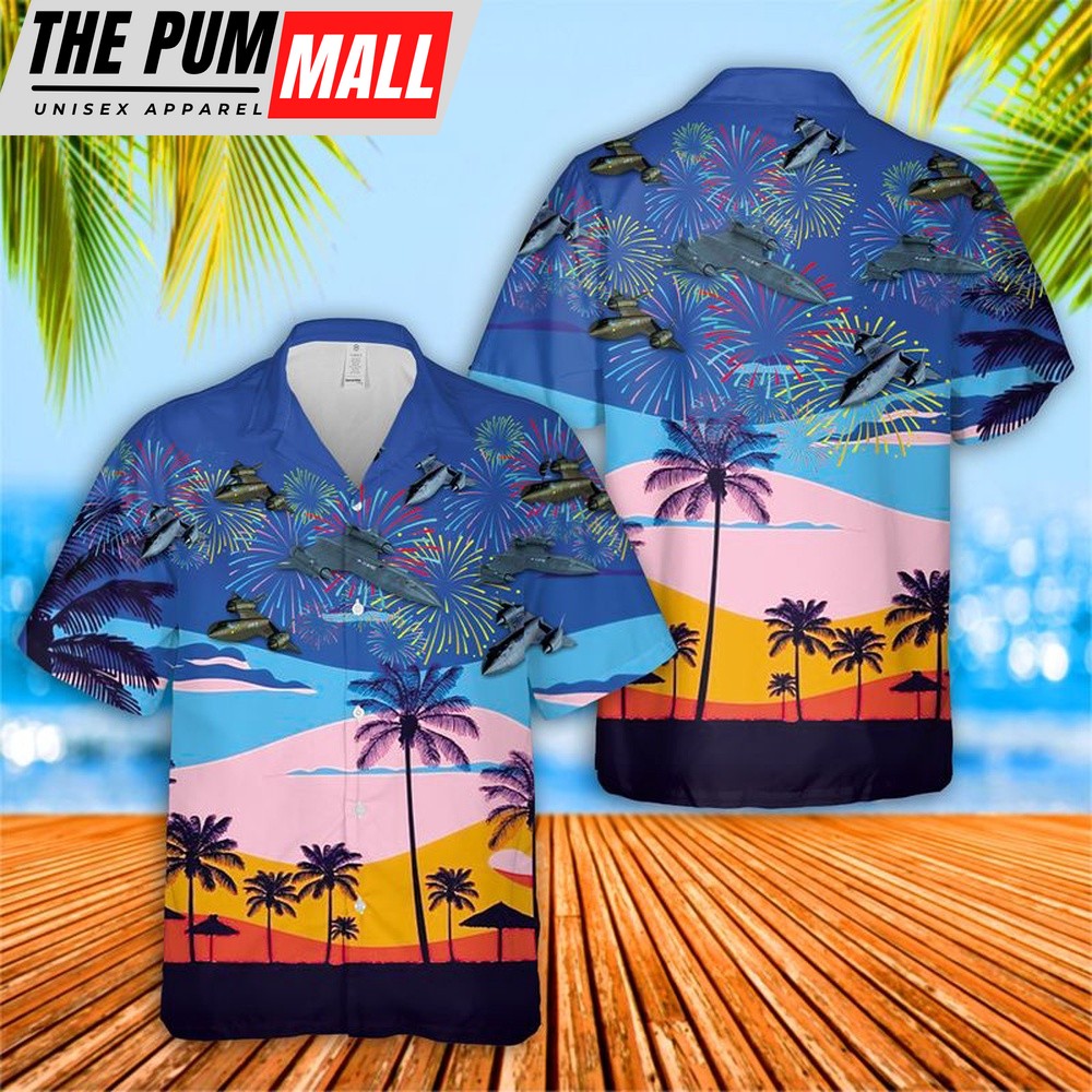 Air Force Hawaiian Shirt, US Air Force Lockheed SR-71 Blackbird 4th Of July Hawaiian Shirt, Veteran Hawaiian Shirt