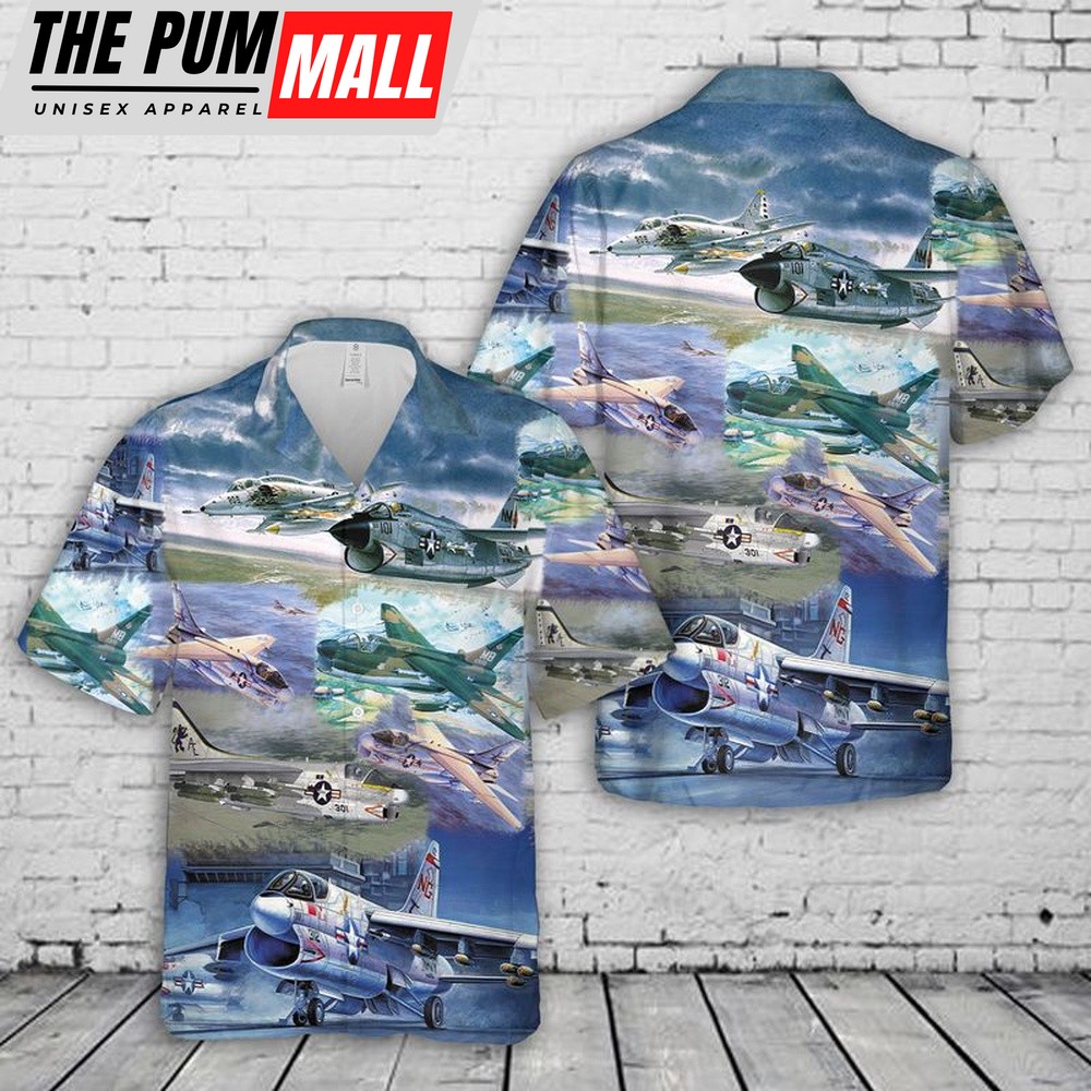 Air Force Hawaiian Shirt, US Air Force LTV A-7 Corsair II Hawaiian Shirt, Veteran Hawaiian Shirt