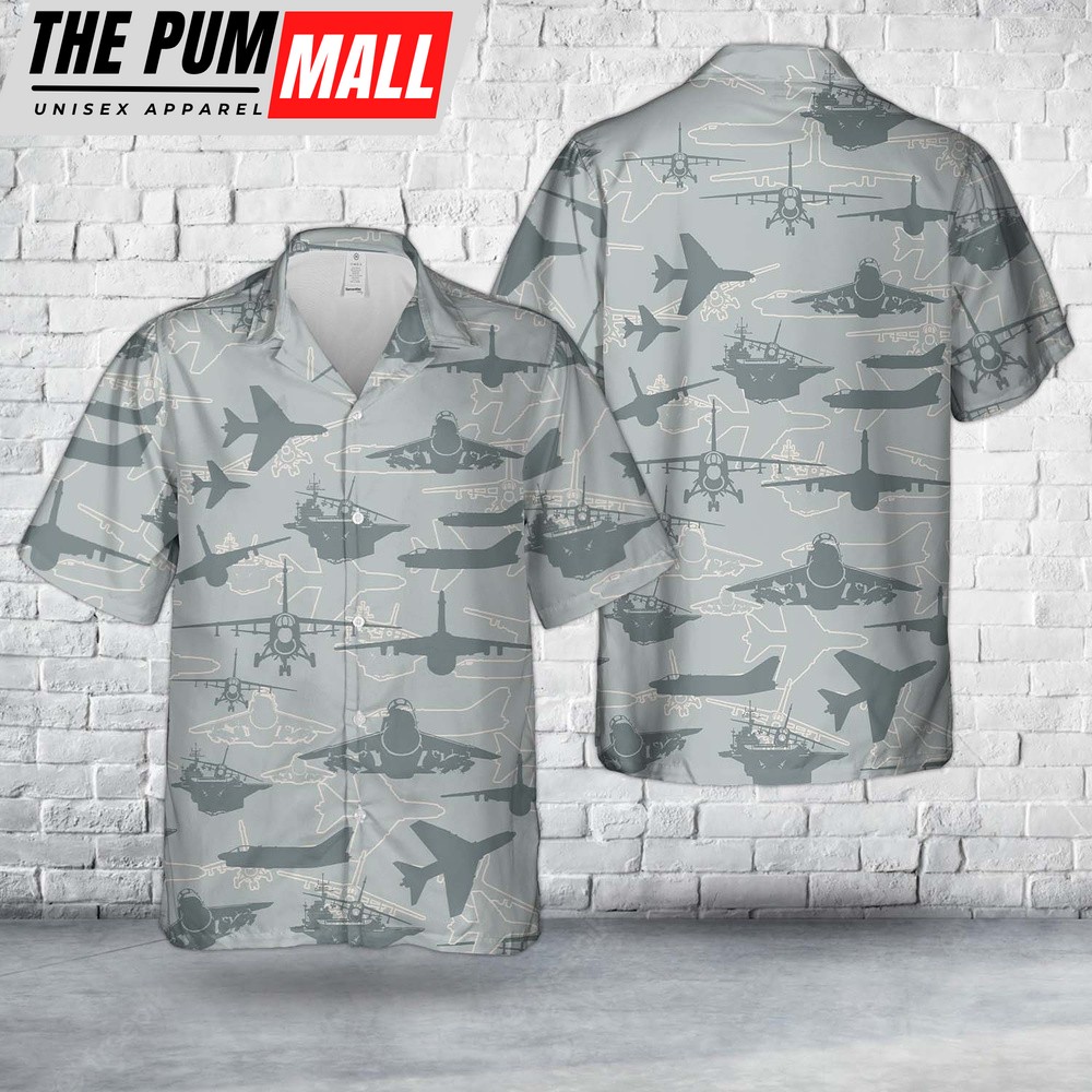 Air Force Hawaiian Shirt, US Air Force LTV A-7 Corsair II Silhouette Hawaiian Shirt, Veteran Hawaiian Shirt