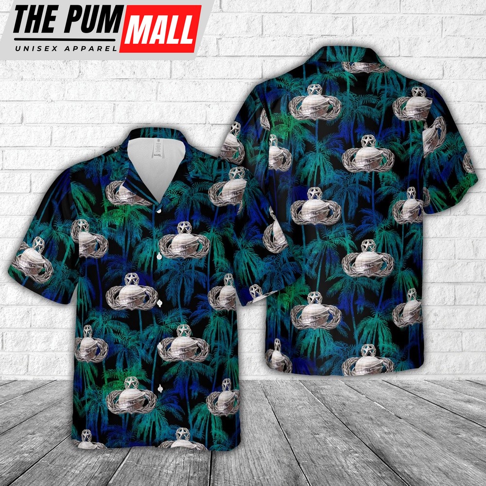 Air Force Hawaiian Shirt, US Air Force Manpower and Personnel Badge Master Hawaiian Shirt, Veteran Hawaiian Shirt