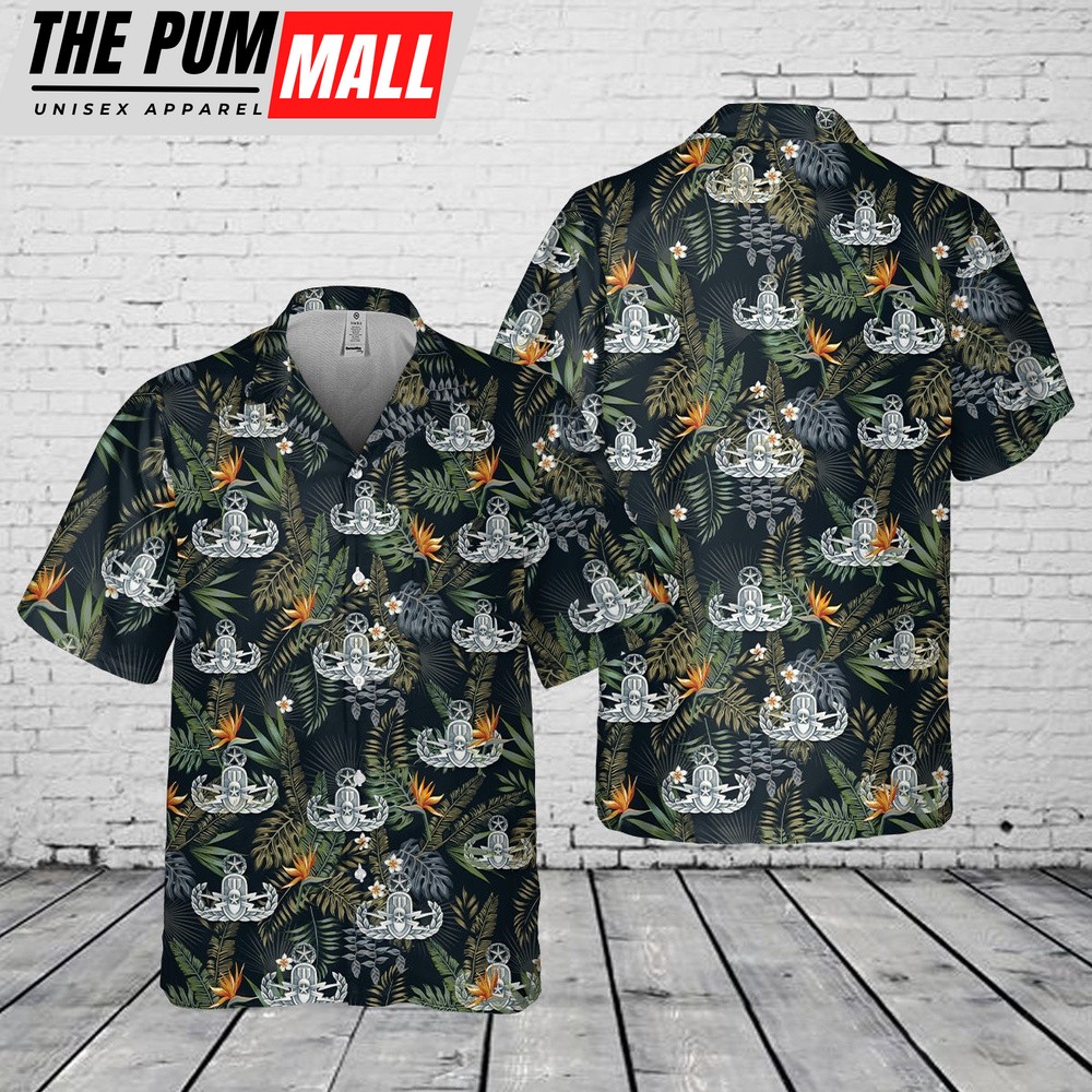 Air Force Hawaiian Shirt, US Air Force Master Explosive Ordnance Disposal (EOD) Pocket Hawaiian Shirt, Veteran Hawaiian Shirt