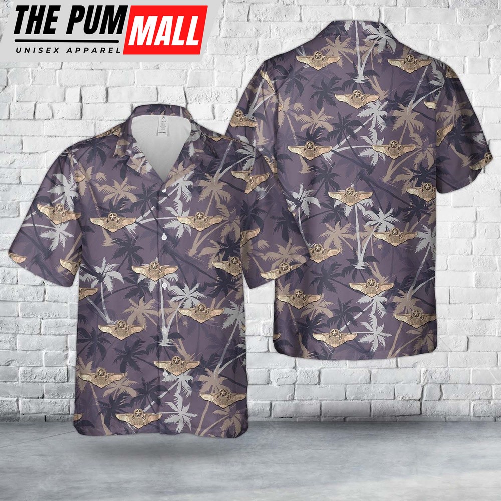 Air Force Hawaiian Shirt, US Air Force Master Navigator Wings Insignia Hawaiian Shirt, Veteran Hawaiian Shirt