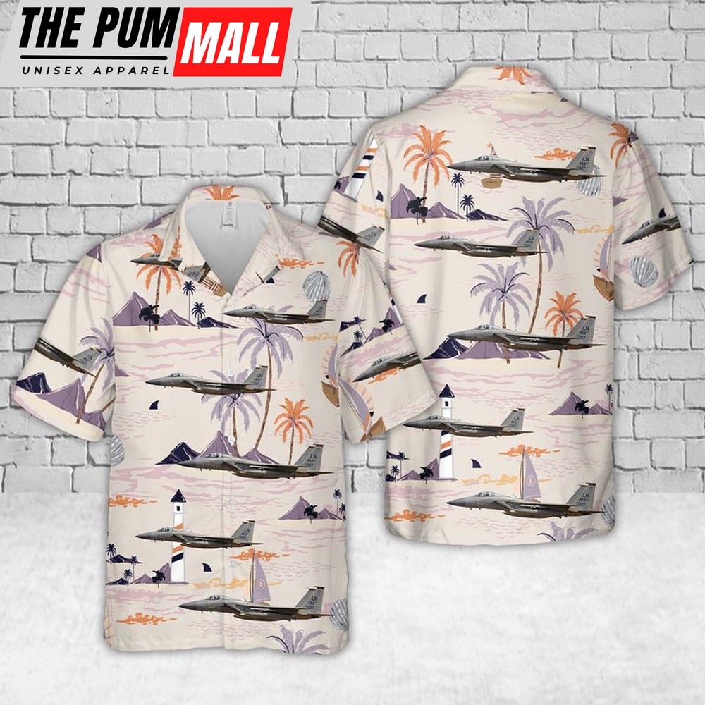 Air Force Hawaiian Shirt, US Air Force McDonnell Douglas F-15C Eagle 84-0027 Of The 493rd Fighter Squadron Hawaiian Shirt, Veteran Hawaiian Shirt