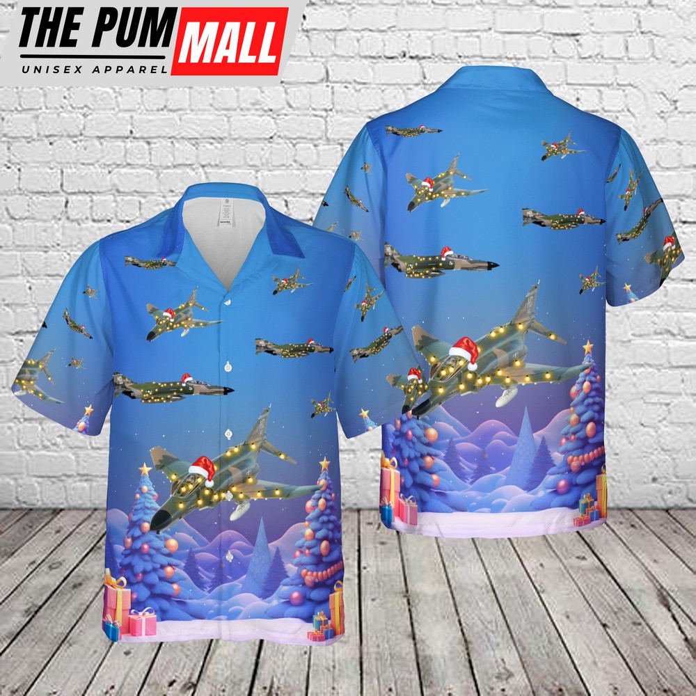 Air Force Hawaiian Shirt, US Air Force McDonnell Douglas F-4 Phantom II Christmas Hawaiian Shirt, Veteran Hawaiian Shirt