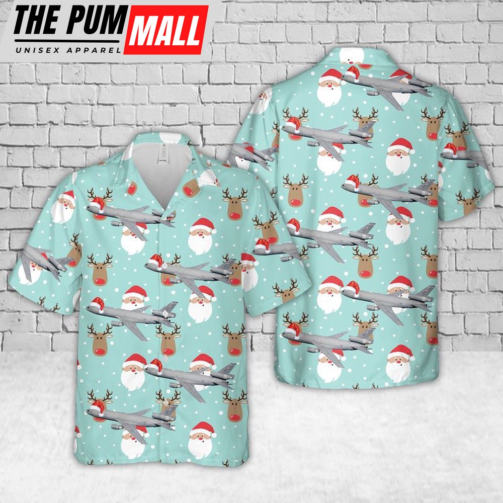 Air Force Hawaiian Shirt, US Air Force McDonnell Douglas KC-10 Extender Christmas Hawaiian Shirt, Veteran Hawaiian Shirt