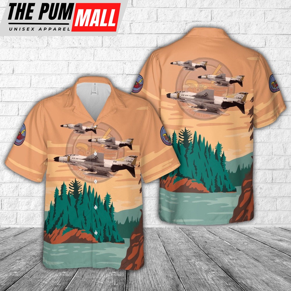 Air Force Hawaiian Shirt, US Air Force Michigan Air National Guard 171st Fighter-Interceptor Squadron F-4C Phantom II Hawaiian Shirt, Veteran Hawaiian Shirt