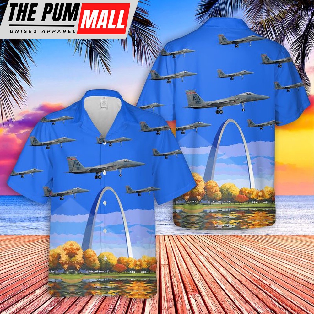 Air Force Hawaiian Shirt, US Air Force Missouri Air National Guard F-15 Eagle Hawaiian Shirt, Veteran Hawaiian Shirt