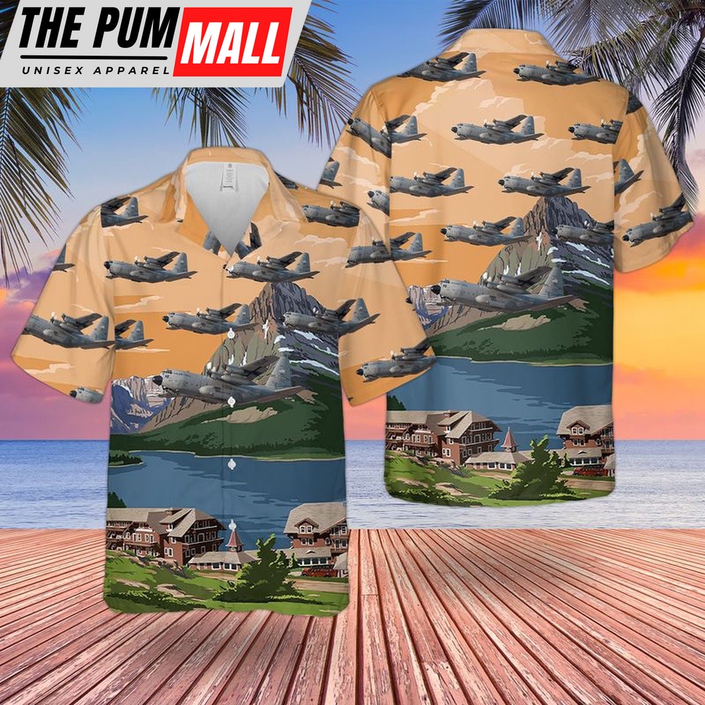 Air Force Hawaiian Shirt, US Air Force Montana Air National Guard Lockheed C-130H Hercules Hawaiian Shirt, Veteran Hawaiian Shirt
