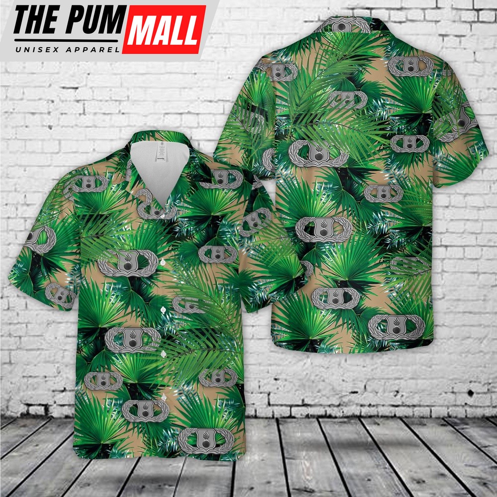 Air Force Hawaiian Shirt, US Air Force Munitions (AMMO) Badge Basic Hawaiian Shirt, Veteran Hawaiian Shirt