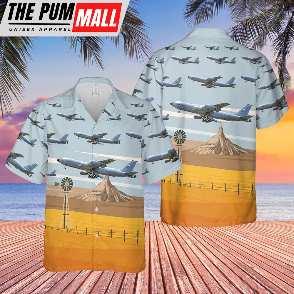 Air Force Hawaiian Shirt, US Air Force Nebraska Air National Guard 155th Air Refueling Wing Boeing KC-135R Stratotanker Hawaiian Shirt