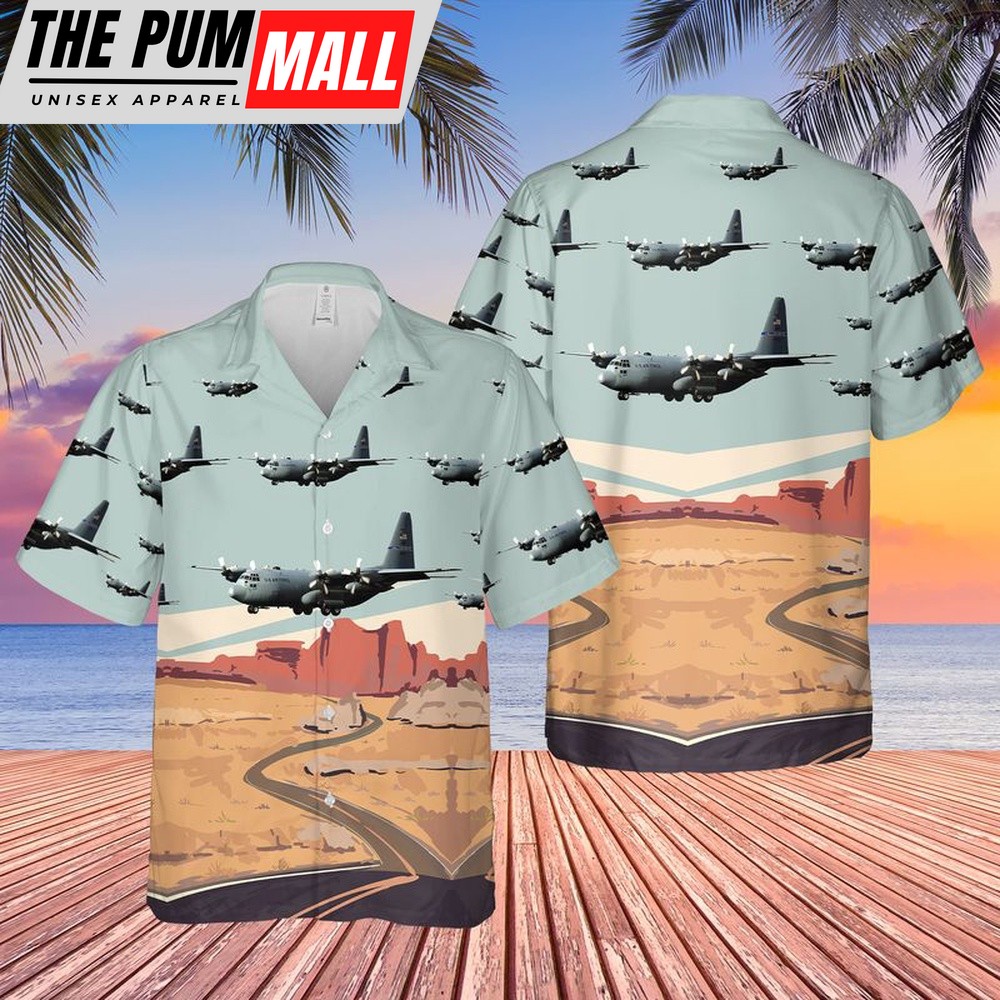 Air Force Hawaiian Shirt, US Air Force Nevada Air National Guard 152nd Airlift Wing C-130H Hercules Hawaiian Shirt, Veteran Hawaiian Shirt