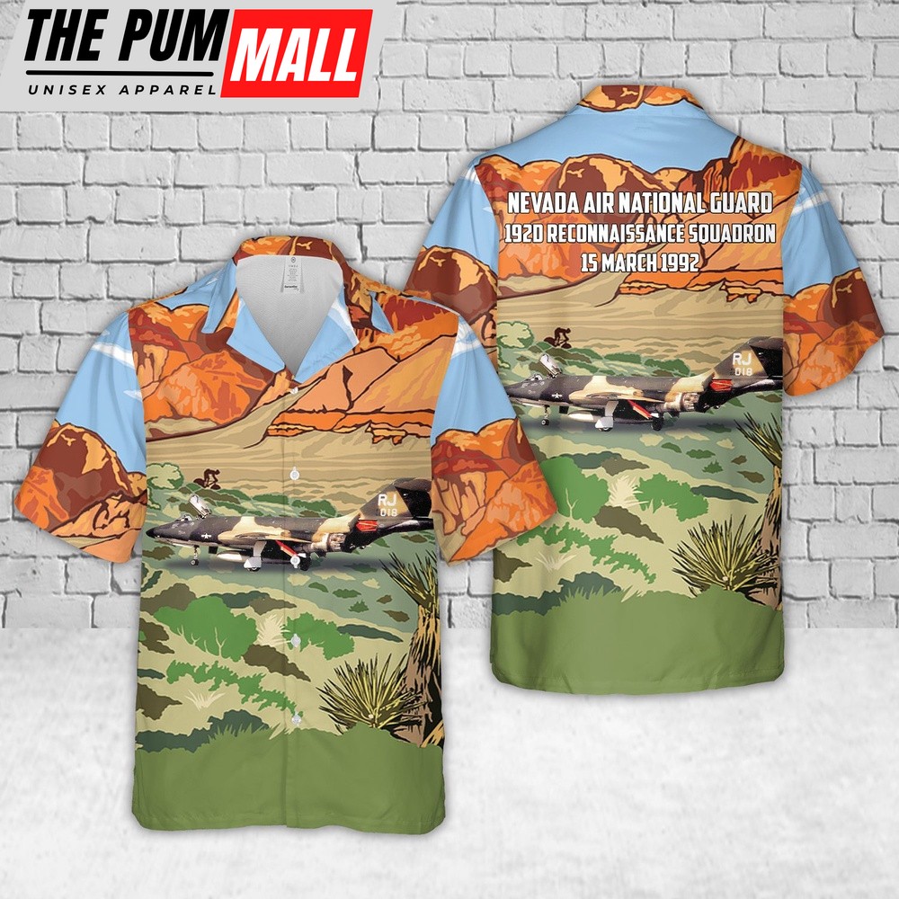 Air Force Hawaiian Shirt, US Air Force Nevada Air National Guard 192d Reconnaissance Squadron RF-101H 56-018 Hawaiian Shirt