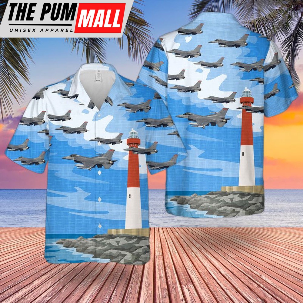 Air Force Hawaiian Shirt, US Air Force New Jersey Air National Guard 177th Fighter Wing F-16 Fighting Falcons Hawaiian Shirt, Veteran Hawaiian Shirt