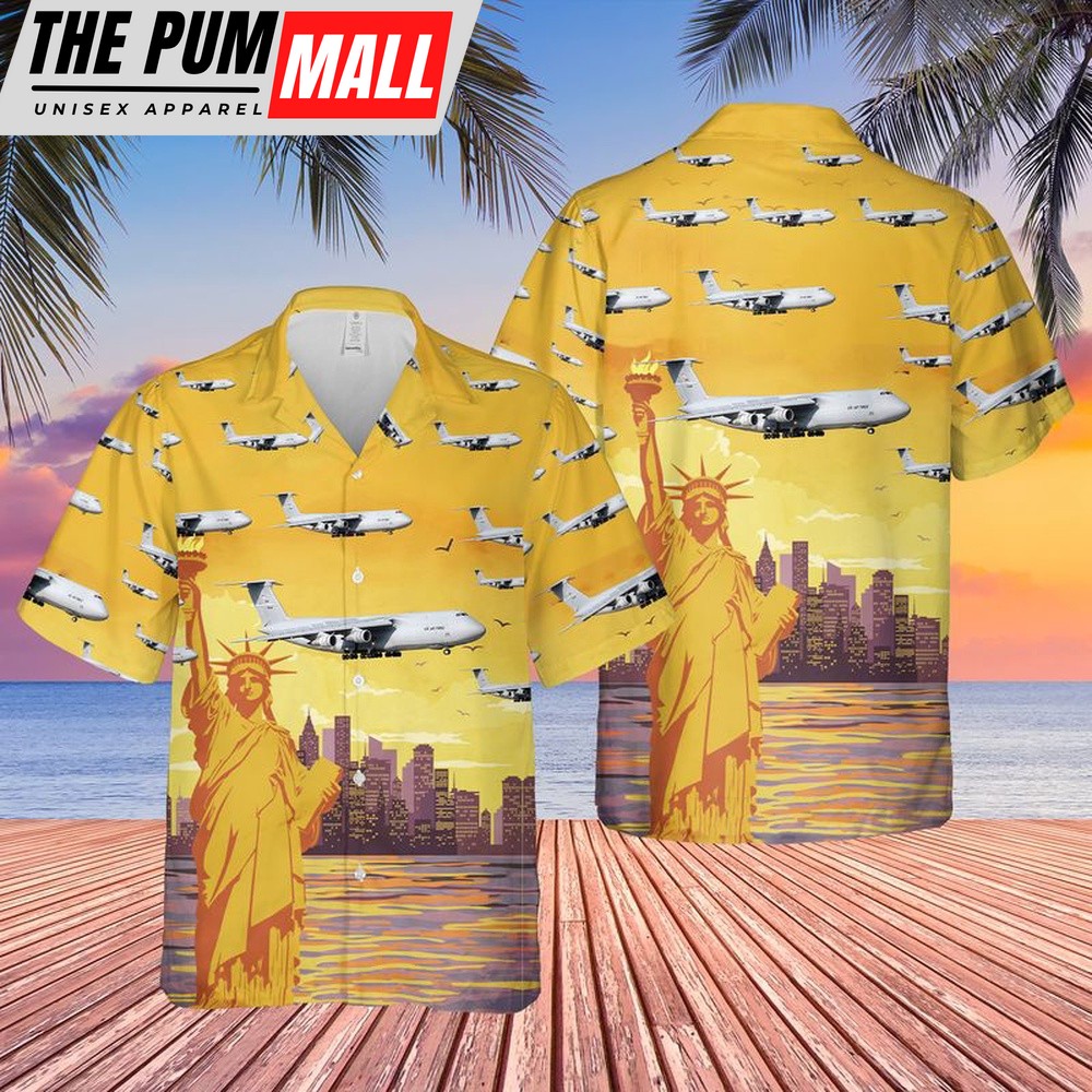 Air Force Hawaiian Shirt, US Air Force New York Air National Guard Lockheed C-5 Galaxy Hawaiian Shirt, Veteran Hawaiian Shirt
