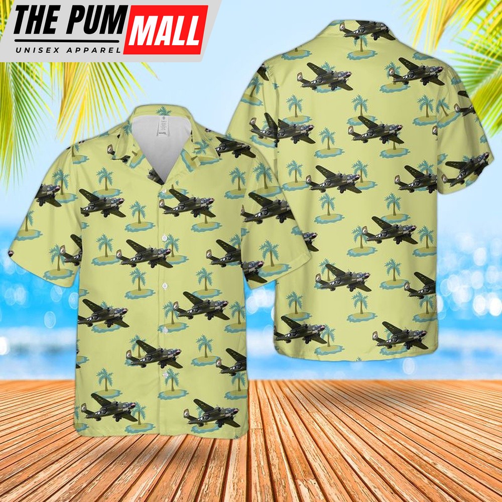 Air Force Hawaiian Shirt, US Air Force North American B-25J Mitchell 0934 Bettys Dream (N5672V) Hawaiian Shirt, Veteran Hawaiian Shirt