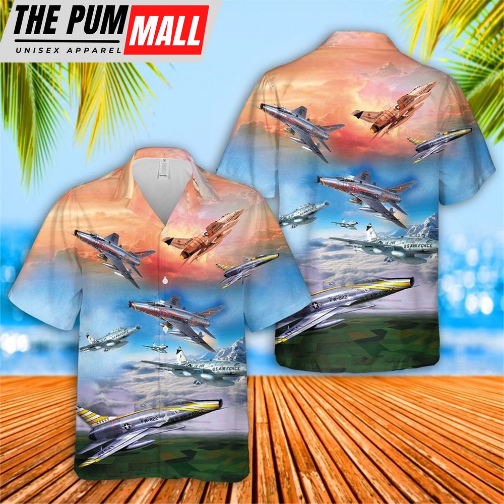 Air Force Hawaiian Shirt, US Air Force North American F-100 Super Sabre Hawaiian Shirt, Veteran Hawaiian Shirt