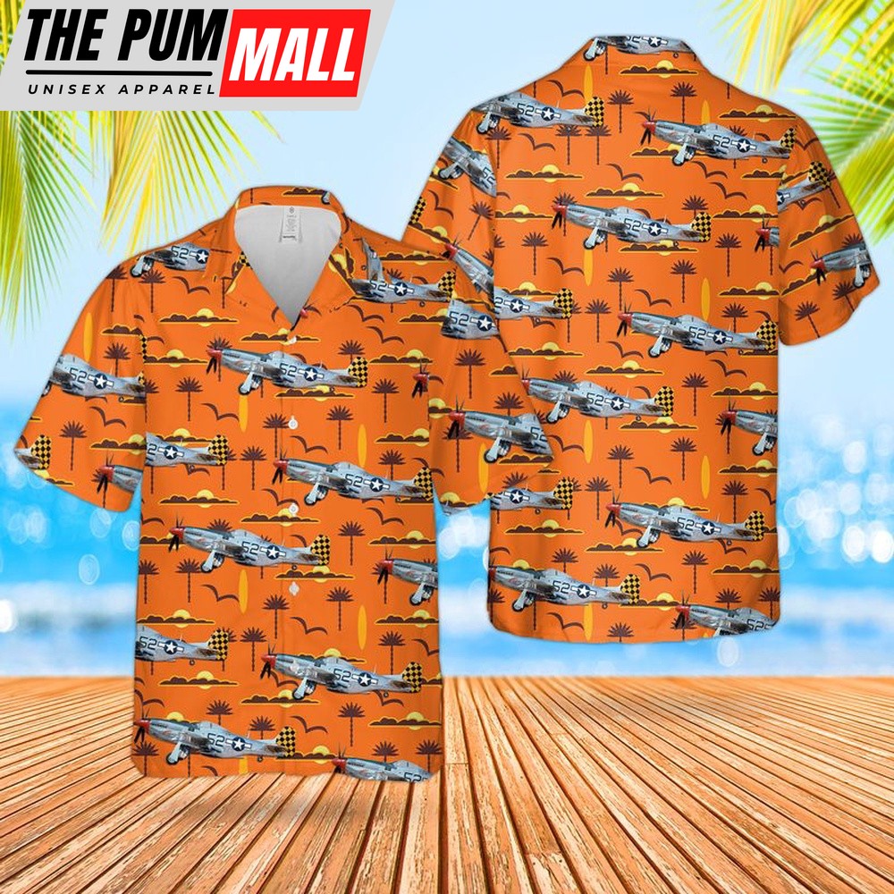 Air Force Hawaiian Shirt, US Air Force North American P-51 Mustang Of World War 2 Hawaiian Shirt, Veteran Hawaiian Shirt