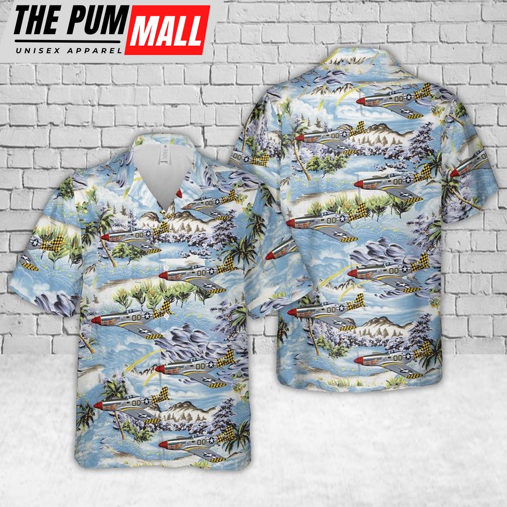 Air Force Hawaiian Shirt, US Air Force North American P-51D Mustang Boo-Man Choo Hawaiian Shirt, Veteran Hawaiian Shirt