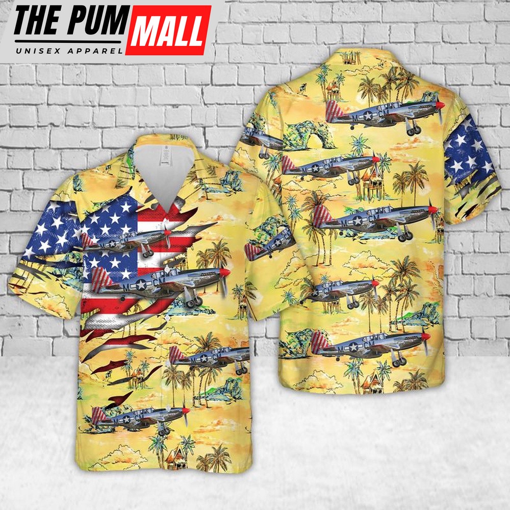 Air Force Hawaiian Shirt, US Air Force North American TP-51C Mustangs Betty Jane Hawaiian Shirt, Veteran Hawaiian Shirt
