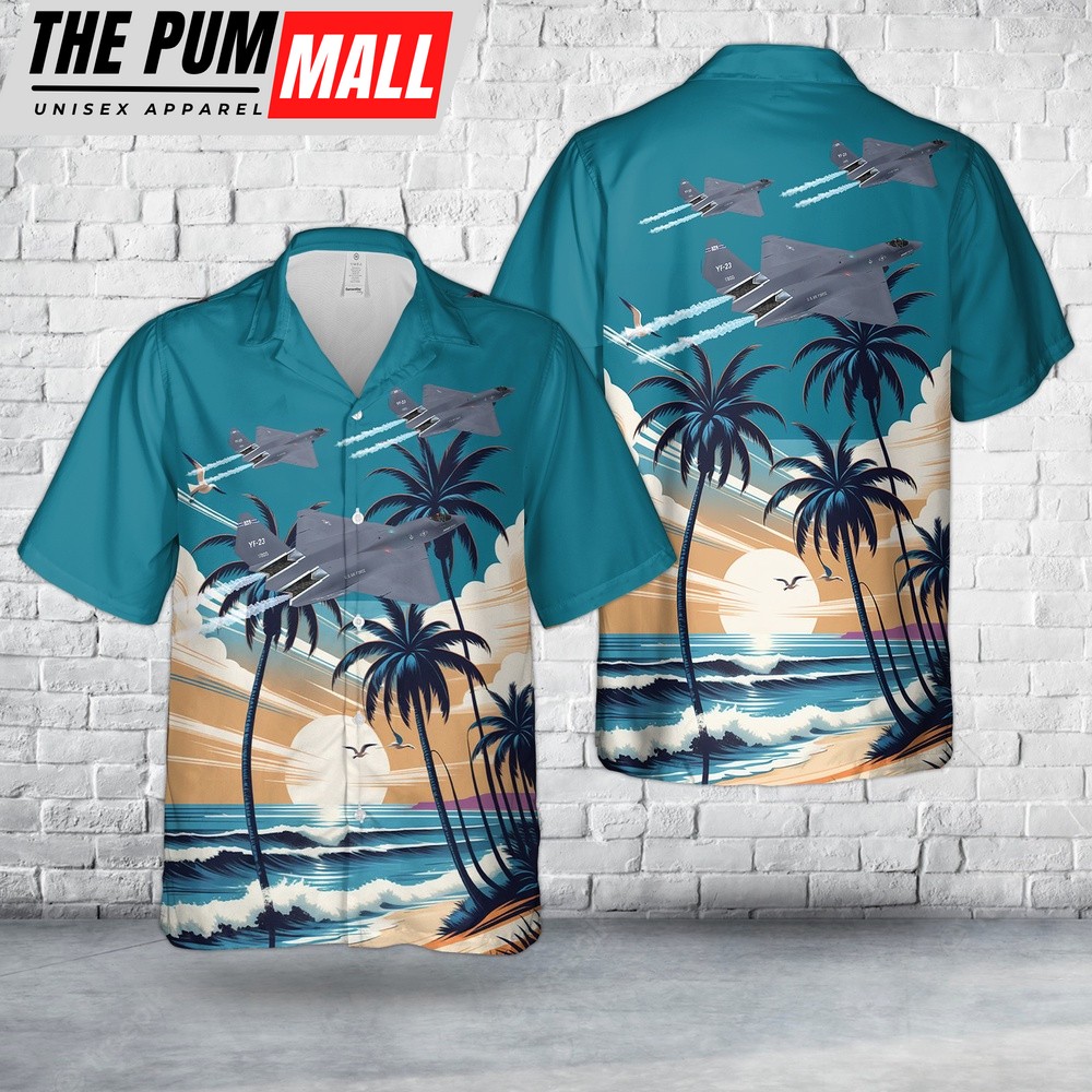 Air Force Hawaiian Shirt, US Air Force Northrop-McDonnell Douglas YF-23A Black Widow II Hawaiian Shirt, Veteran Hawaiian Shirt