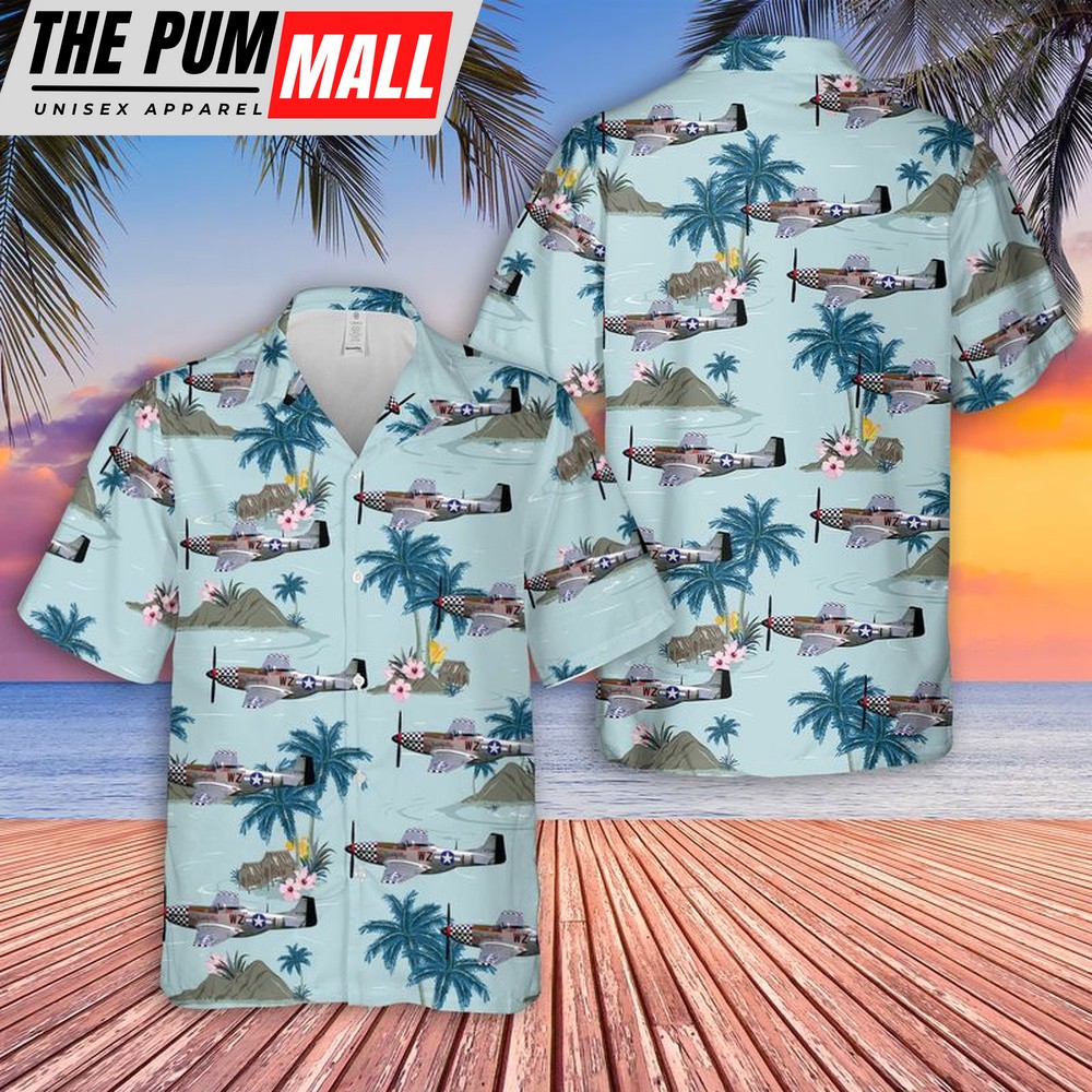 Air Force Hawaiian Shirt, US Air Force P-51D Mustang Big Beautiful Doll Hawaiian Shirt, Veteran Hawaiian Shirt