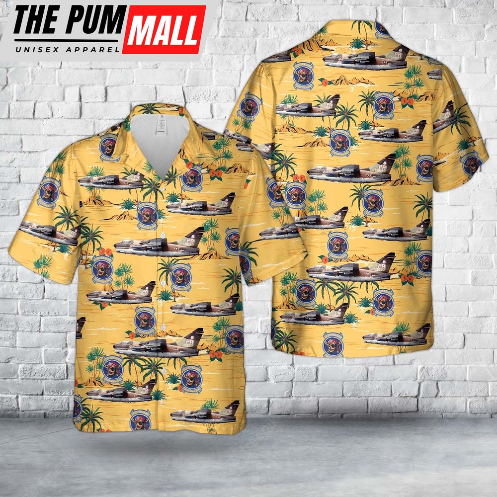 Air Force Hawaiian Shirt, US Air Force Puerto Rico Air National Guard A-7D Corsair II 198th Tactical Fighter Squadron Hawaiian Shirt