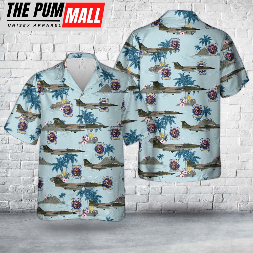 Air Force Hawaiian Shirt, US Air Force Puerto Rico Air National Guard F-104D Starfighter 198th Tactical Fighter Squadron Hawaiian Shirt
