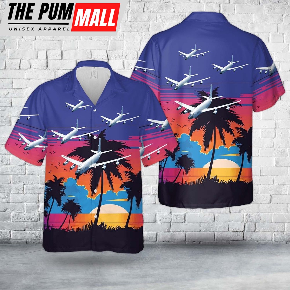 Air Force Hawaiian Shirt, US Air Force RC-135M Rivet Card (sn 62-4132) of the 82nd RS Hawaiian Shirt, Veteran Hawaiian Shirt