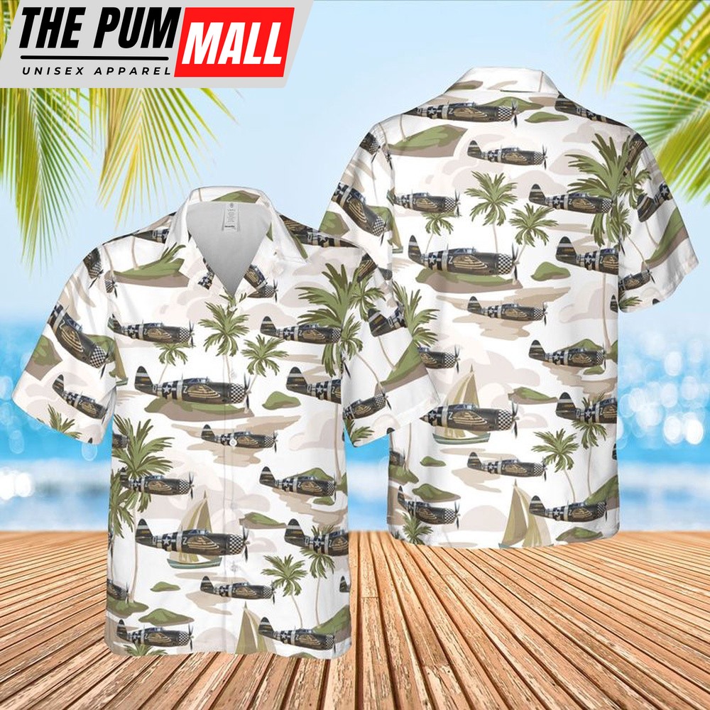 Air Force Hawaiian Shirt, US Air Force Republic P-47G-10-CU Thunderbolt, sn 42-25068 ‘Snafu’ Hawaiian Shirt, Veteran Hawaiian Shirt