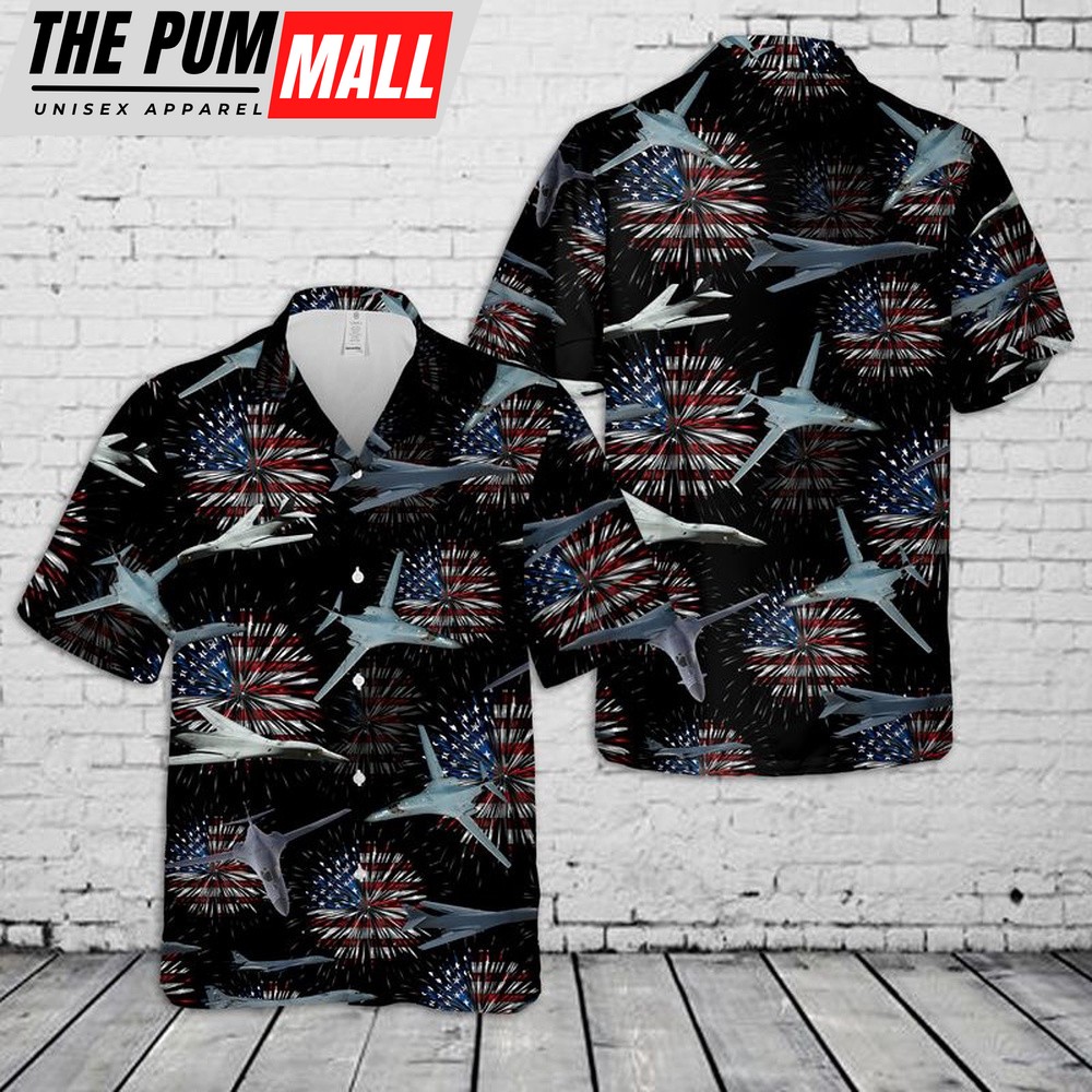Air Force Hawaiian Shirt, US Air Force Rockwell B-1 Lancer 4th Of July Hawaiian Shirt, Veteran Hawaiian Shirt