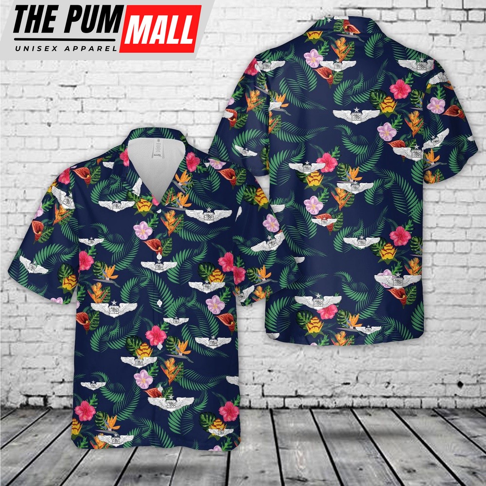 Air Force Hawaiian Shirt, US Air Force Senior Astronaut Observer Navigator Combat System Officer Badge Hawaiian Shirt, Veteran Hawaiian Shirt